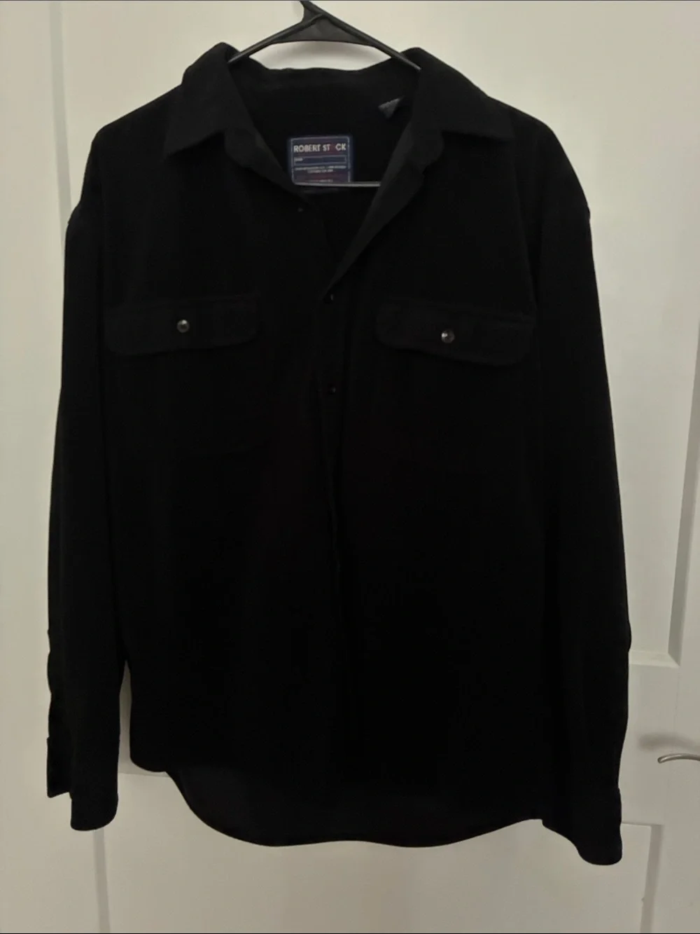 Black Lightweight Button-Up Shirt Jacket